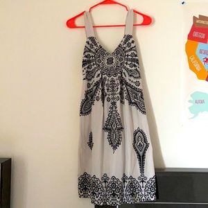 White and black floral dress